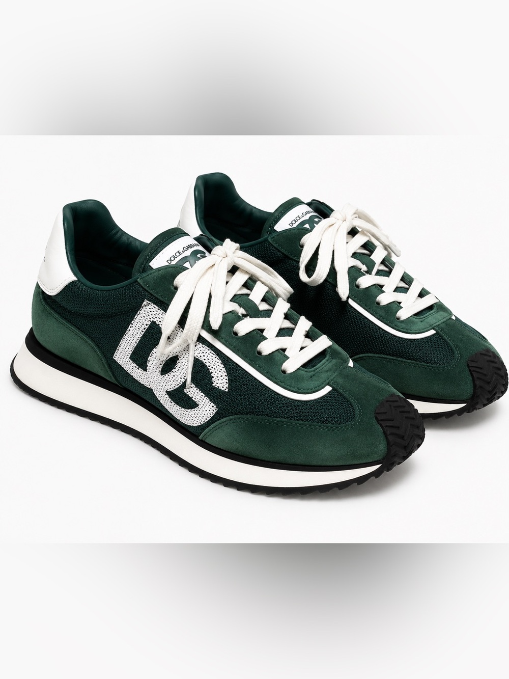 Dolce & Gabbana DG Cushion Sneakers Green Suede Mesh Men Size 8